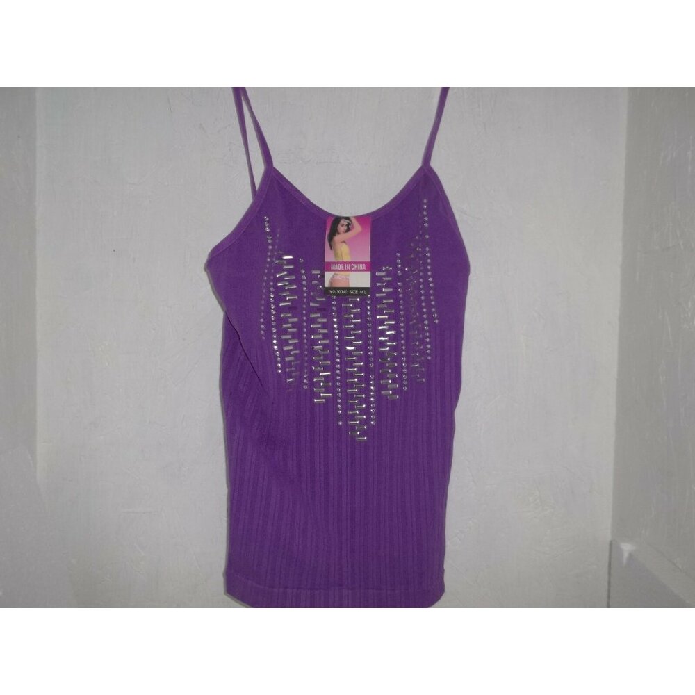 Women's Camisole Style# 30040 Purple With Metal Studs Size M/L New!! - Picture 1 of 2
